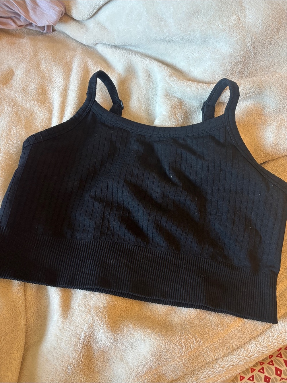 H&M black ribbed sports bra size L